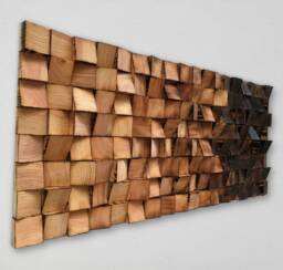 Reclaimed Wood Mosaic Wall Art - Handmade Geometric Decor - thumbnail 1