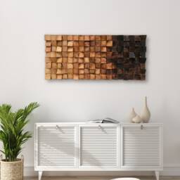 Reclaimed Wood Mosaic Wall Art - Handmade Geometric Decor - thumbnail 3