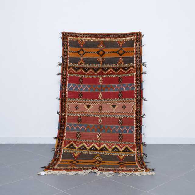 Vintage Berber Wool Rug Handmade Moroccan Carpet - 6, 8x3, 4 Ft - image 1