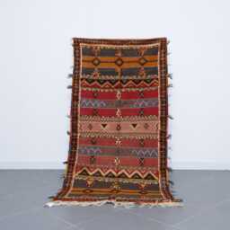 Vintage Berber Wool Rug Handmade Moroccan Carpet - 6, 8x3, 4 Ft - thumbnail 1