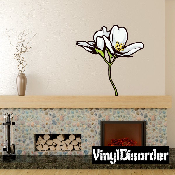 Floral Flower Wall Decal - Fabric Vinyl Removable & Reusable Floralfloweruscolor065Et