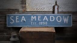 Beach House Sign, Decor, Wall Coastal Established - Rustic Hand Made Distressed Wood Decor - thumbnail 1