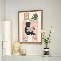 Black Labrador Toilet Art Print - Funny Bathroom Wall Dog Lover Gift Humorous Quirky Pet Decor - thumbnail 3
