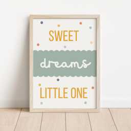 Childrens Room Or Nursery Print, Sweet Dreams Little One Earthy Toned Wall Art - thumbnail 2