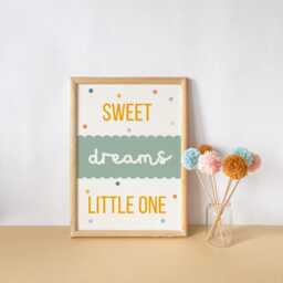 Childrens Room Or Nursery Print, Sweet Dreams Little One Earthy Toned Wall Art - thumbnail 3