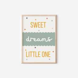 Childrens Room Or Nursery Print, Sweet Dreams Little One Earthy Toned Wall Art - thumbnail 1