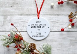 Personalised Our First 1st Christmas Without You Ceramic/Porcelain Hanging Decoration Keepsake - Art Deco