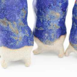 Handmade Ceramic Ghost Planter Blue Kodama Head Pot With Feet - thumbnail 4