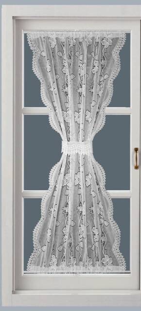 "White Net Lace Door Curtain With Slotted Top & Bottom 137cm Wide X 183cm Drop - 54"" 72" - image 1