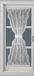 "White Net Lace Door Curtain With Slotted Top & Bottom 137cm Wide X 183cm Drop - 54"" 72" - thumbnail 1