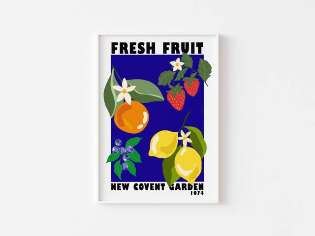 Retro Fruit Market Print 1970S Groovy Kitchen Art - image 1