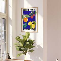 Retro Fruit Market Print 1970S Groovy Kitchen Art - thumbnail 2