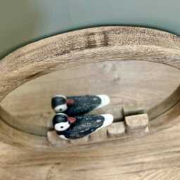 Rustic Puffin Round Mirror Nautical Hook Wall Hanging Beach Seaside Living Indoor Decoration - thumbnail 3