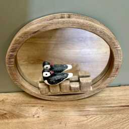 Rustic Puffin Round Mirror Nautical Hook Wall Hanging Beach Seaside Living Indoor Decoration - thumbnail 2