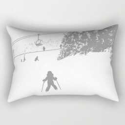 Little Skier, Pillow Home Decoration, Winter Decor, Interior Design, White, Grey, Snow, Ski Decor, Kids Decor, Kids Pillow, Skiing - thumbnail 2