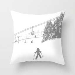 Little Skier, Pillow Home Decoration, Winter Decor, Interior Design, White, Grey, Snow, Ski Decor, Kids Decor, Kids Pillow, Skiing - thumbnail 1