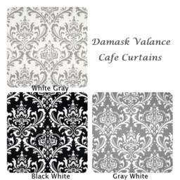 Damask Valances Cafe Curtains. Kitchen Valance. Black Valance Bathroom Curtains. Gray Valance. Curtain Curtains - thumbnail 2