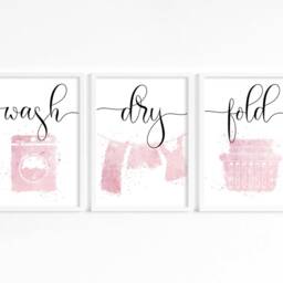 Sage Green Laundry Room Prints Wash Dry Fold, Set Of 3 - thumbnail 2