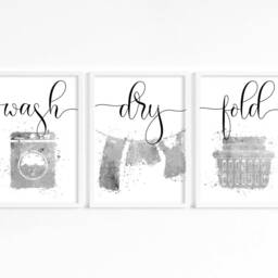 Sage Green Laundry Room Prints Wash Dry Fold, Set Of 3 - thumbnail 3