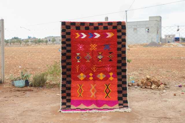 Colorful Boujad Rug Abstract Berber Wool Carpet - image 1