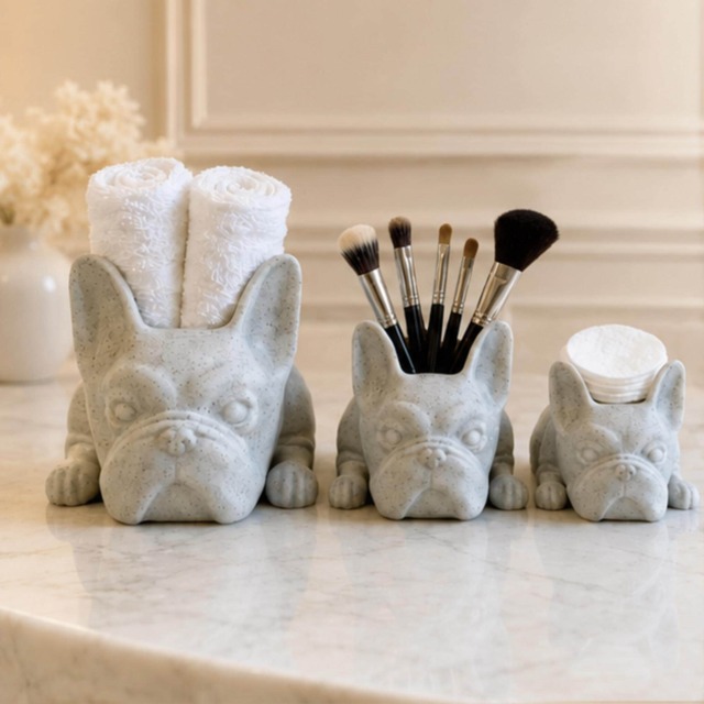 French Bulldog Planter, Ceramic Dog Plant Pot, Cute Frenchie Succulent White Indoor Decor, Animal Planter Gift - image 1