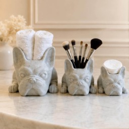 French Bulldog Planter, Ceramic Dog Plant Pot, Cute Frenchie Succulent White Indoor Decor, Animal Planter Gift - thumbnail 1