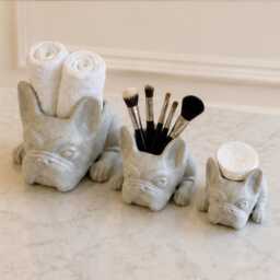 French Bulldog Planter, Ceramic Dog Plant Pot, Cute Frenchie Succulent White Indoor Decor, Animal Planter Gift - thumbnail 4