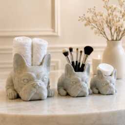 French Bulldog Planter, Ceramic Dog Plant Pot, Cute Frenchie Succulent White Indoor Decor, Animal Planter Gift - thumbnail 2