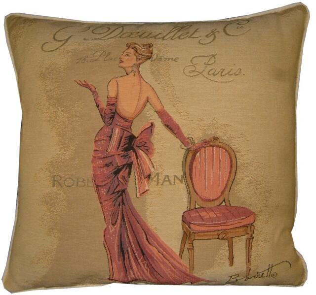 Chad Barrett Couture Fashion Paris Doeuiette Woven Tapestry Cushion Cover Sham - image 1