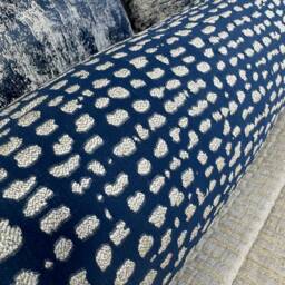 "Absolutely Stunning Navy Bed Cushion, Accent Modern Decorative Pillow Sofa Estrada Gold Shim Pillow, Luxury Bolster 16""x6" - thumbnail 3