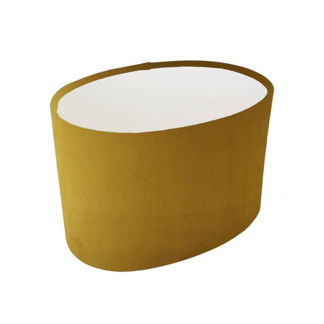 Mustard Oval Lampshade in Velvet With White Lining - image 1