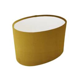 Mustard Oval Lampshade in Velvet With White Lining - thumbnail 1