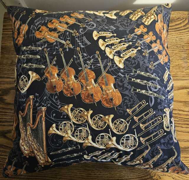 Instruments With Swirling Notes Pillow Cover, 14 X Decorative Cover - image 1