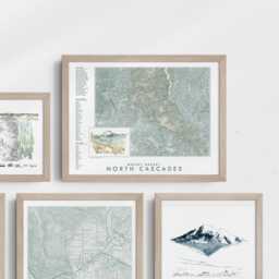 North Cascades Np + Mount Baker Washington Hand Drawn Topographic Watercolor Map - Art Print Trail Hiker Mountain Wedding Adventure Wall - thumbnail 4