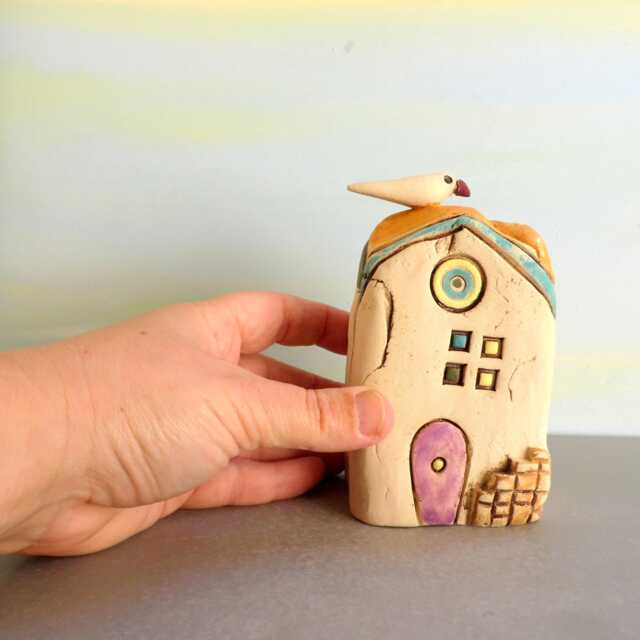 Handmade Ceramic House Miniature, Rustic Home Decor, Architect Gift - image 1