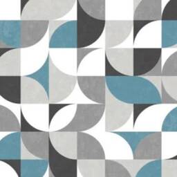 Retro Vintage Geometric Blue-Grey Pendant Lampshade - Funky Christmas/Birthday Gift Idea - thumbnail 4