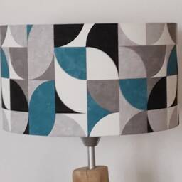 Retro Vintage Geometric Blue-Grey Pendant Lampshade - Funky Christmas/Birthday Gift Idea - thumbnail 2
