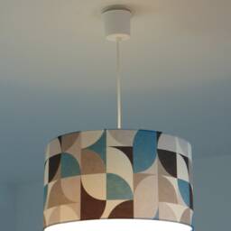 Retro Vintage Geometric Blue-Grey Pendant Lampshade - Funky Christmas/Birthday Gift Idea - thumbnail 3