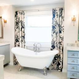 1 Pair Of Beautiful Pyne Hollyhock Indigo Or Charcoal Floral Curtains Designer Window Treatments, Bold Floral, Blue Black - thumbnail 2