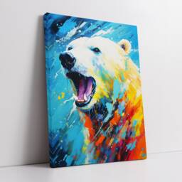Colorful Polar Bear Animal Abstract Oil Painting Splatter Style Wall Art, Framed Canvas Poster Print, Home Kitchen Office Room Decor, Gifts - thumbnail 2