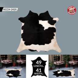 Medium Premium Black & White Cowhide Rug - Luxurious Hair-On Leather Accent - thumbnail 2