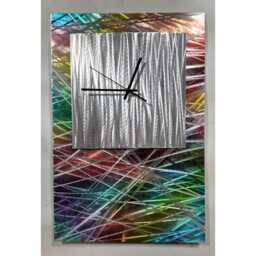 Modern Abstract Metal Artwork Clock. Multi Coloured - thumbnail 2