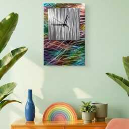 Modern Abstract Metal Artwork Clock. Multi Coloured - thumbnail 1