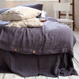 Linen Bedding Set Of 3 Pcs, Linen Duvet Cover & 2 Pillowcases, Grayish Eggplant Set - thumbnail 2