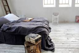 Linen Bedding Set Of 3 Pcs, Linen Duvet Cover & 2 Pillowcases, Grayish Eggplant Set - thumbnail 1