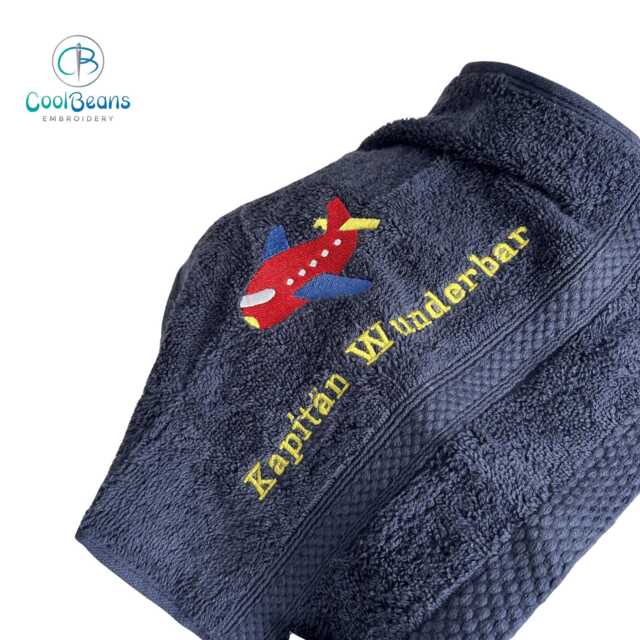 Toy Aeroplane Towel - Personalised Face Cloth/Hand Bath = Embroidered - image 1