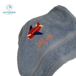 Toy Aeroplane Towel - Personalised Face Cloth/Hand Bath = Embroidered - thumbnail 2