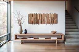 Large Dimensional Wall Art Wooden Slat Headboard Design, Japandi Organic Modern Panel - thumbnail 1