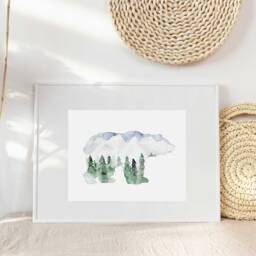 Mountain Animal Watercolor Print Set Archival Nursery Art - thumbnail 2