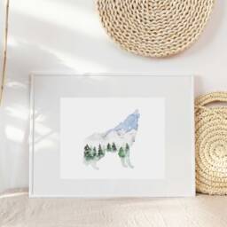 Mountain Animal Watercolor Print Set Archival Nursery Art - thumbnail 3